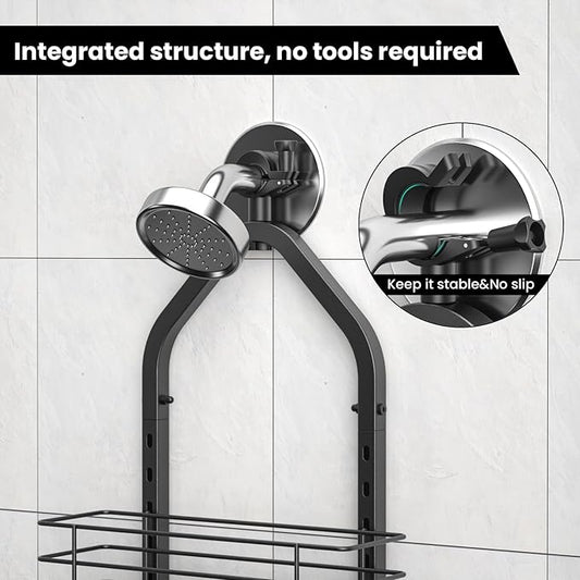 Shower Caddy Hanging (Black), Adjustable Anti-Swing-Over The Shower Head Caddy, 4 Tier Height Bathroom Storage Organizer Bathroom Shelves Basket Rack Shower Caddies (4Tier)