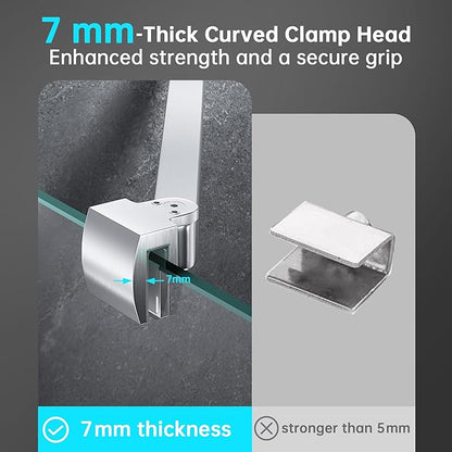 Frameless Shower Door Support Bar, Stainless Steel Wall-to-Glass Support Arm to Fixed Shower Glass Panel, for 1/4"-3/8" (6-10 mm) Door, 180° Pivot & Stow-Flat Mode (Brushed Nickel, 27.6-inch(700mm))