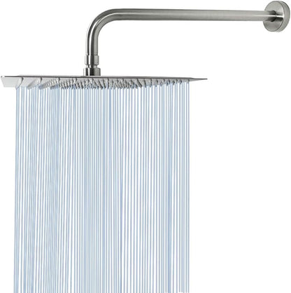 NearMoon Square Rain Shower Head With Extension Arm, Large Stainless Steel Rainfall Shower-Waterfall Full Body Coverage (12 Inch, Nickel)