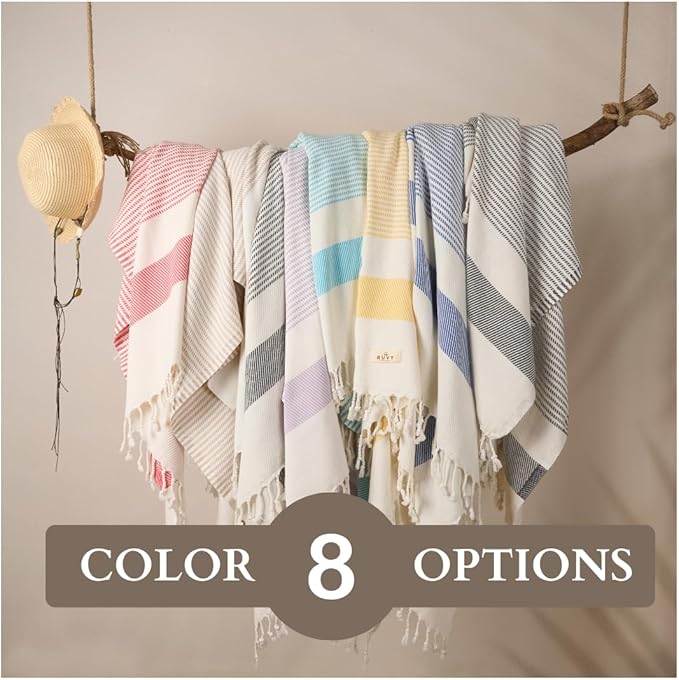 Ruvy Home Basics 2 Pack Turkish Beach Towels – Oversized Quick-Dry Bath Towels (40 x 72 Inches) – 100% Cotton Large Towels for Pool, Yoga, Travel, Camping Essentials, and Bathroom Decor - Navy
