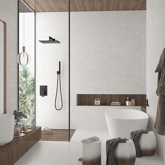 Hoimpro 12 Inch Shower Rain Head Shower System Faucet Set 2 in 1 Handheld Showerhead Wall Mounted, Rainfall Showert Head Fixture Combo, Oil Rubber Bronze