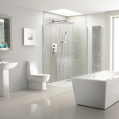 Shower Faucet Set, Rainfall Shower System Complete Wall Mounted for Bathroom with 8 Inch Shower Head and Handheld Rain Mixer Combo Kit with Shower Valve and Shower Trim, Brushed Nickel