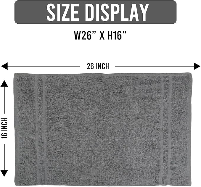 24 Pack Dark Grey Hand Towels 100% Cotton Spa Towel – 16x27 inches Highly Absorbable Facial Towels Gym, Hair, Face, Bulk Small Towels (Not Bleach Proof)