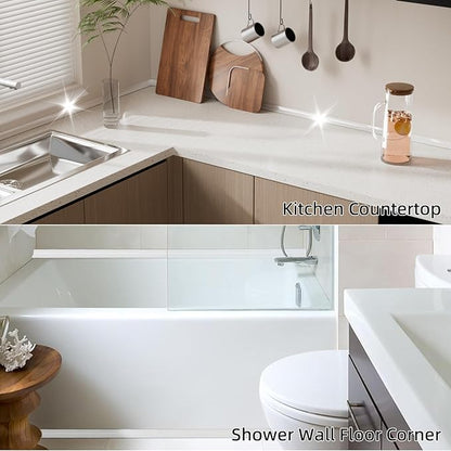 39 inch Water Barrier for Sink, Silicone Rubber Kitchen Water Splash Guard, Bendable Corner Dam Water Retaining Strip for Countertop,Shower, Bathroom,Frameless Shower Threshold Door Bottom Seal Strip