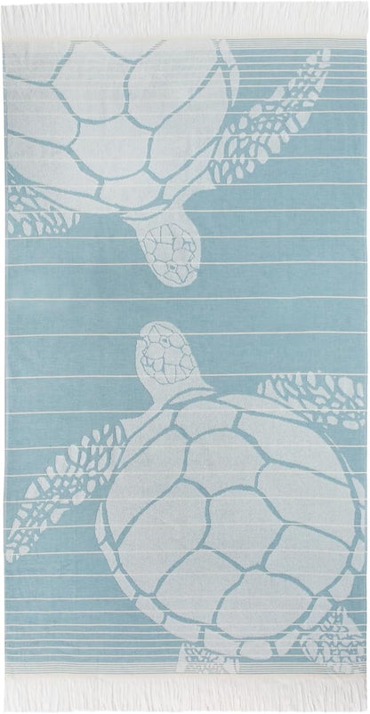 SOFE H&L | LINVIA Foutah Quick Dry Beach Towel Pack of 1 (35” x 70”) CARETTA - Green | Lightweight, Premium, Fade Resistant, Durable | Travel Towel, Turkish Beach Towel with Shoulder Strap
