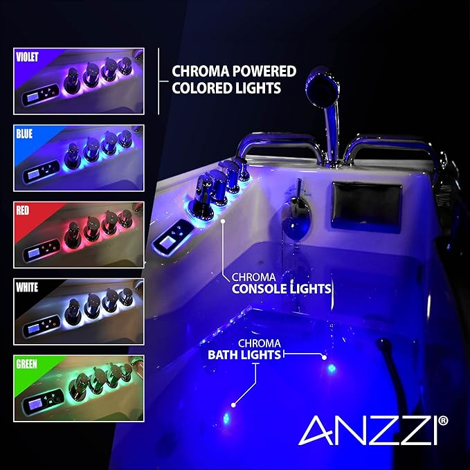 ANZZI Walk In Tub for Seniors 29"x53" Right Drain ADA Wheelchair Accessible - 30 Therapeutic Jets, Quick Fill Faucet, Aromatherapy, Chromatherapy - Compact Design | 2953WCRWD
