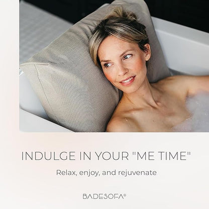 BADESOFA® Luxury Bath Pillow S - Ultra Comfortable & Quick-Drying Bath Back Pillow - Washable Full Body Bath Pillow for Bathtub - Therapeutic Head and Neck Support - Luxury Spa Cushion in Ivory Pearl