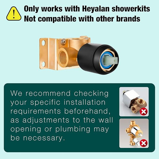 Heyalan 8 Inch Shower Head and Handle Set Square Shower Faucet Set Bathroom Rainfall Shower System Stainless Steel Showerhead Single Function Shower Trim Kit,Female Thread Valve,Matte Black