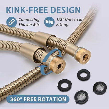 Gold Shower Hose Extra Long 69 Inches 304 Stainless Steel Handheld Shower Head Hoses Anti Winding Interface Flexible Rv Shower Hoses Replacement For Cleaning Pet 1 Pcs