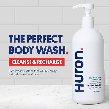 Huron Men's Moisturizing Body Wash - Crisp Citrus, Eucalyptus, Mint, Aromatic Greens - 32 fl oz