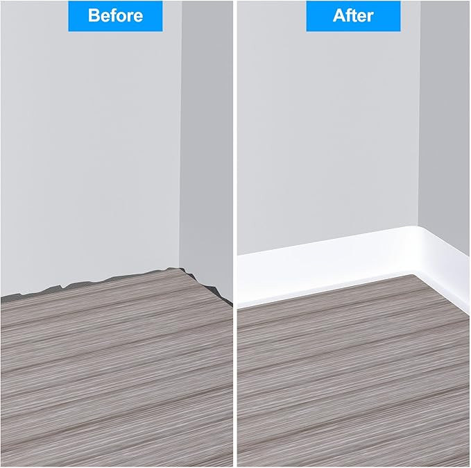 Duzzy Flexible Baseboard Molding Trim, 5 Inch(W) x 40 Feet(L) Peel and Stick Rubber Wall Trim Molding, Self-Adhesive Vinyl Wall Base Cove Base