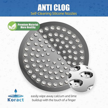 Shower Head High Pressure Rain Premium Quality Luxury Design Anti-Clogging Silicone Nozzles Adjustable Replacement for Bathroom Shower Heads (6 inch Round) (Luxury Polished Chrome 6" Round)