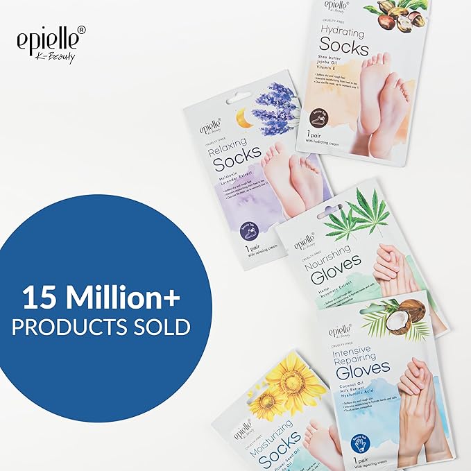 Epielle Intensive Repairing Hand Mask 6 Pairs, Deep Moisturizing Gloves for Dry, Cracked Hands, Self Care Gifts for Women, Spa Kit, Stocking Stuffers, Thanksgiving Essentials