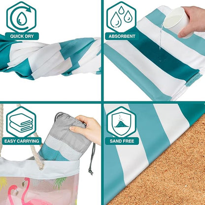 SUN CUBE Microfiber Beach Towel, Quick Dry Sand Free Beach Towel, Lightweight, Compact for Travel Swim Sports Camping, Packable Sand Resistant Towel Adult - Light Blue 78x35 Inches