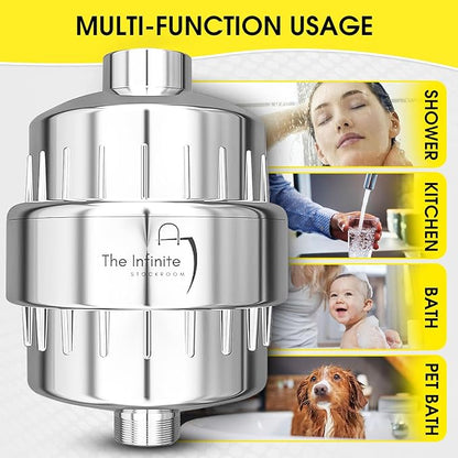 Shower Head Filter for Hard Water | 20-Stage High Output Shower Filter | Removes Chlorine and Fluoride to Help Reduce Dry Skin, Dandruff, and Hair Damage