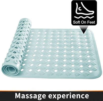 Yimobra Non Slip Bath Mat, Super Strong Suction Cups,34.5"x15.5"Long Tub Mat with Drain Holes, Machine Washable Fast Draining Shower Mats, Bathroom Essentials,Mint Green