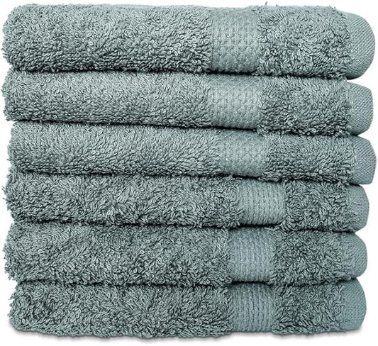 Hencely Premium 6-Pack Washcloths 12x12 Inches Soft Turkish Cotton High Absorbent and Quick Dry Dishtowel for Kitchen and Bath (Wash Cloth 6 Pack, Dark Green)