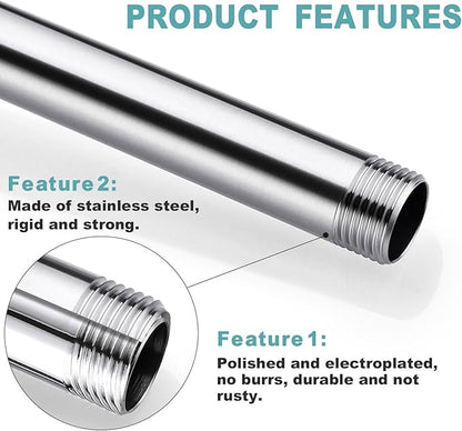 BESTILL 12 Inch Ceiling Mount Rain Shower Head Arm and Flange, Brushed Nickel