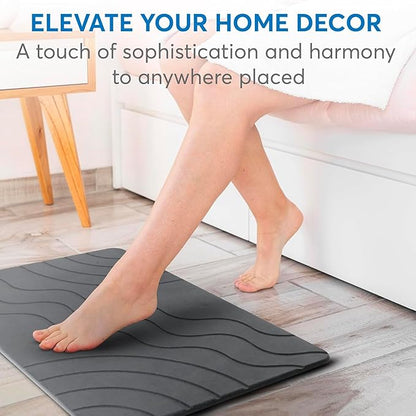 Stone Bath Mat – Quick Drying Diatomaceous Earth Bath Mat, Super Absorbent Bathroom Stone Mat, Non-Slip Shower Stone Mat, Modern Water Absorbing Bath Mat for Bathroom & Kitchen (23.6” x 15.3”, Gray)