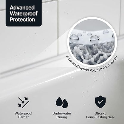 Crystal Clear Kitchen & Bathroom Sealant & Adhesive Hybrid Polymer | Superior to Silicone Caulk Sealant | Waterproof, Odorless, Paintable | Ideal for Around Bathtub, Shower, Kitchen - 300ml 1 Pack