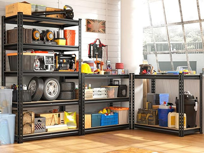 REIBII Set of 2 Storage Shelves 5 Tier Garage Shelving Heavy Duty Metal Shelving 2000LBS Garage Shelves Adjustable Metal Shelf for Kitchen Warehouse Pantry Commercial Use 27.6" Wx11.8 Dx60 H