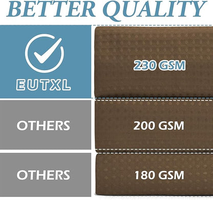 Brown Stall No Hook Shower Curtain with Snap in Liner,230GSM Waffle Weave Shower Curtains for Bathroom,54W x 80H