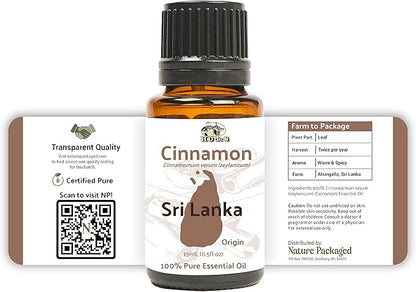 Cinnamon Essential Oil - Direct from Sri Lankan Essential Oils - 100% Pure - Natural Aceite de Canela for Aromatherapy & Wellness - Premium Grade (15ml)