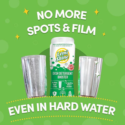 Lemi Shine Dish Detergent Booster, Hard Water Stain Remover, Multi-Use Citric Acid Cleaner 10 oz, Pack of 8