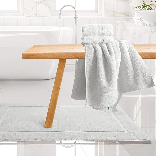 Hearth & Harbor Bath Mat Towels - 100% Ring Spun Cotton Luxury Towels - Ultra Soft & Highly Absorbent, Bathroom Towels, Floor Mat - White
