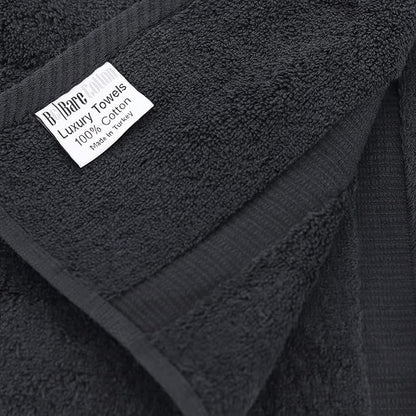 Monogrammed Hand Towel, Personalized Initial Gift, Extra Absorbent 100% Turkish Cotton - Soft Terry Finish - Set of 2 - White Block Initial G - Embroidered on Black Towels