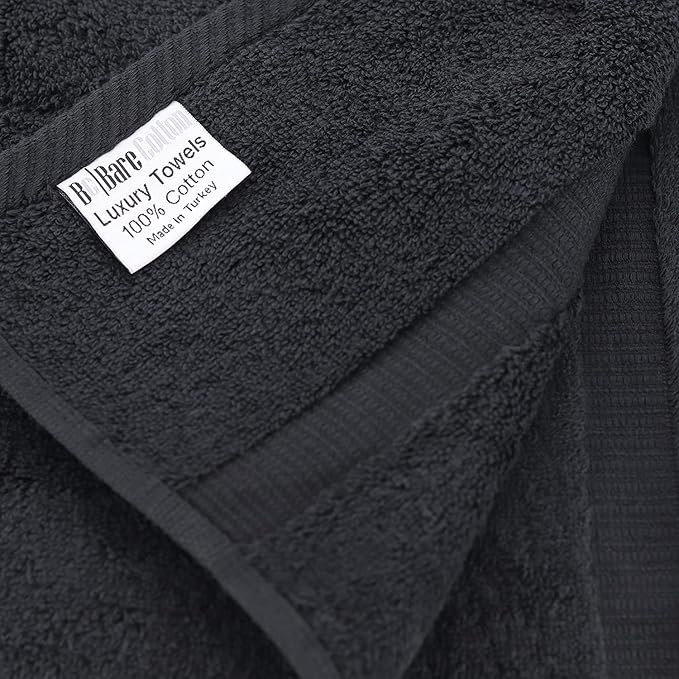 Monogrammed Hand Towel, Personalized Initial Gift, Extra Absorbent 100% Turkish Cotton - Soft Terry Finish - Set of 2 - Gold Block Initial Y - Embroidered on Black Towels