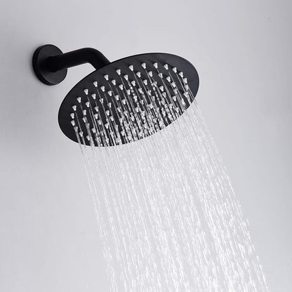 Matte Black Rain Shower Systems with Waterfall Tub Spout, Shower Faucets Sets Complete with 8 Inches Rain Shower Head and Handheld