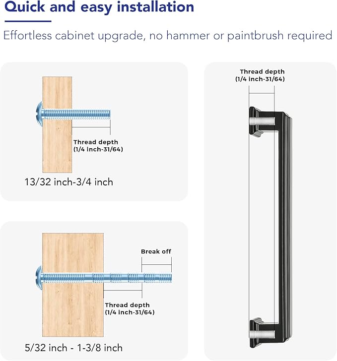 Ravinte Hardware 15 Pack Matte Black Cabinet Pulls, 5 Inch (128mm) Hole Center Zinc Alloy Drawer Handles for Kitchen Cabinets, Cupboards, Dressers, Square Solid Metal Hardware
