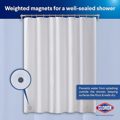 Clorox Shower Curtain Liner, Premium Lightweight Durable Waterproof 4g PEVA for Bathroom with Weighted Magnets, Standard Size 70" x 72", Frosty 2 Pack