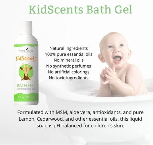 KidScents Bath Gel by Young Living - 8 fl oz - Hypoallergenic, Gentle, and Nourishing Botanicals for Children's Sensitive Skin - Aloe Vera Moisturizing