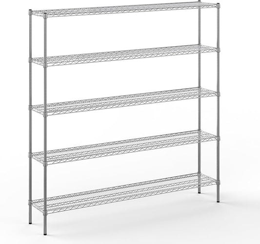 14" Deep x 72" Wide x 74" Height Wire Shelving Kit | 5-Tier | NSF Commercial Storage Rack Unit