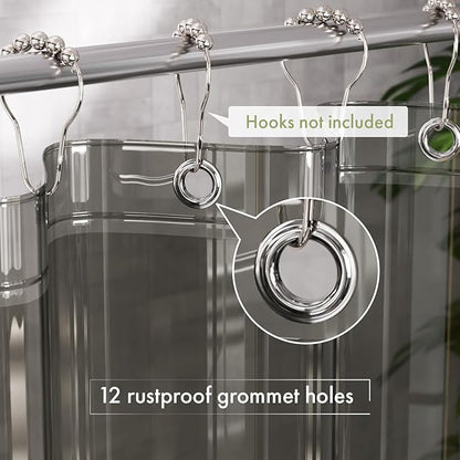 AmazerBath Transparent Black Shower Curtain Liner, 72x72 Shower Liner, Lightweight Plastic Shower Curtain Liners, Cute Waterproof Shower Liner for Bathroom with 3 Magnets and 12 Grommet Holes