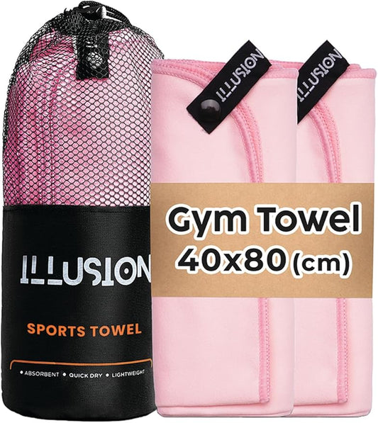illusion Small Microfiber Gym Towels for Men and Women Active Sports (32" L x 16''W)-Lightweight Quick Dry Gym Towel for Sweat-Workout Towels Ideal for Yoga, Camping, Running, and Outdoor Activities