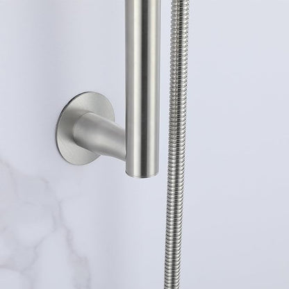 RRAJJ Shower slide bar that is installed by pasting or punching holes，Adjustable height 28 inch of all SUS304 stainless steel Shower Head Holder (all stainless steel- Brushed Nickel)