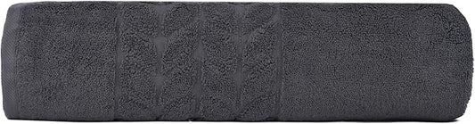 BAGNO MILANO Organic Turkish Cotton Bath Towels, Luxury Jacquard Collection, Certified Organic Highly Absorbent, Soft-Plush Towel Set (Charcoal, Bathsheet)