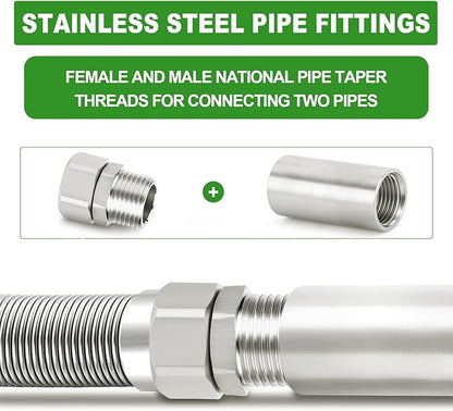 TAISHER 2PCS 304 Stainless Steel Flexible Movable Connector, 1/2" Male for Sprayer, Angled Valve, Shower Arm