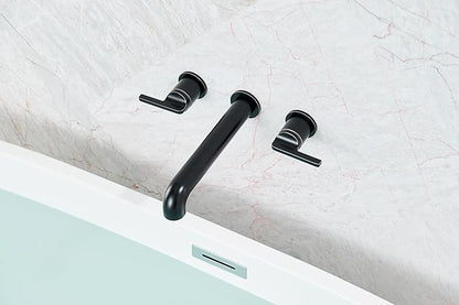 SITGES Solid Brass Wall Mount Tub Filler,10" Long Spout Reach Wall Mount Bathtub Faucet with Two Lever Handles,High Flow Bathtub Faucet Set with Rough-in Valve Included,Oil Rubbed Bronze