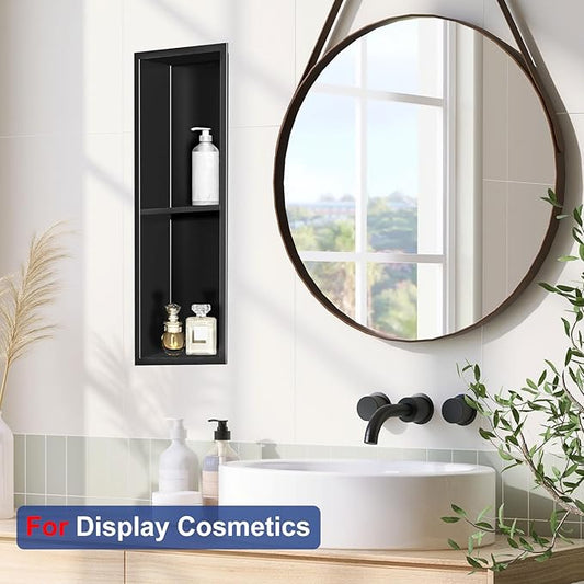 Shower Niche, Stainless Steel Elegant Bathroom Niche, No Tile Needed Recessed Shower Shelf Organizer for Storage