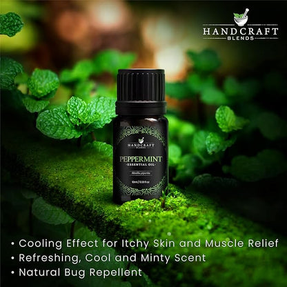 Handcraft Blends Peppermint Essential Oil – 0.33 Fl Oz – 100% Pure and Natural – Premium Grade Essential Oil for Diffuser and Aromatherapy, Skin, Massage, Candle and Soap Making Fragrance