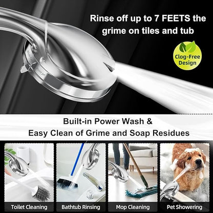 Shower Head,10 Functions High Pressure shower head with handheld, Built-in Pause Mode & 2 Power Wash, Non-Clogging Nozzles High Flow Hand Held Shower Head, Leakproof 6.5ft Hose&Metal Bracket