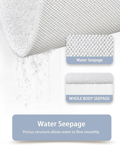 Mecko Loofah Bath Mat for Tub - Quick-Dry Non-Slip Shower Mat, Extra Thick Textured Grip Bathtub Mat for Bathroom and Shower Floor, Indoor/Outdoor Use for Wet Areas (White, 17"x47")