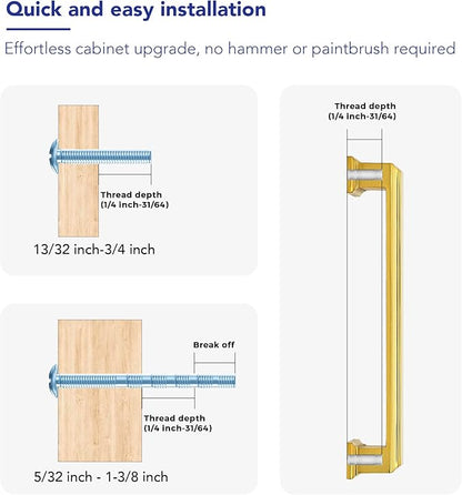 Ravinte Hardware 10 Pack Brushed Brass Cabinet Pulls, 5 Inch (128mm) Hole Center Zinc Alloy Drawer Handles for Kitchen Cabinets, Cupboards, Dressers, Square Solid Metal Hardware