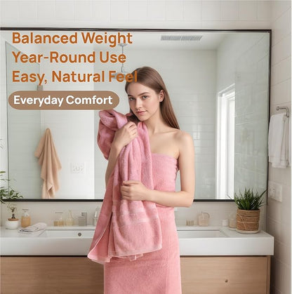 Cotton Bath Towel – Large 30x60 Inches, Soft, Thick & Absorbent Towel for Bathroom, Spa, or Home Use (Pink, 2 Pack – 30"x60")