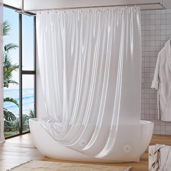 Titanker Plastic Shower Curtain Liner 72 x 72 Frosted Shower Liner Waterproof Lightweight Cute Shower Curtains for Bathroom with Magnets and Rustproof Grommets