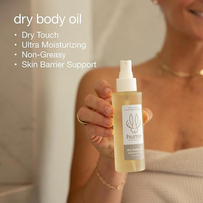 HUME SUPERNATURAL Dry Body Oil Spray - Moisturizing Oil for Dry Skin, After Shower Body Oils for Women and Men, Oil Body Spray, Nourishing, Hydration, Glow, Fragrance Free, 1 Pack